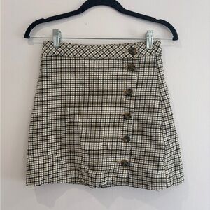 H&M Plaid A-Line Skirt with Buttons